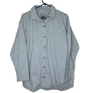Basic Equipment Y2K Long Sleeve Button Down Shirt Heather Gray Cotton Blend L